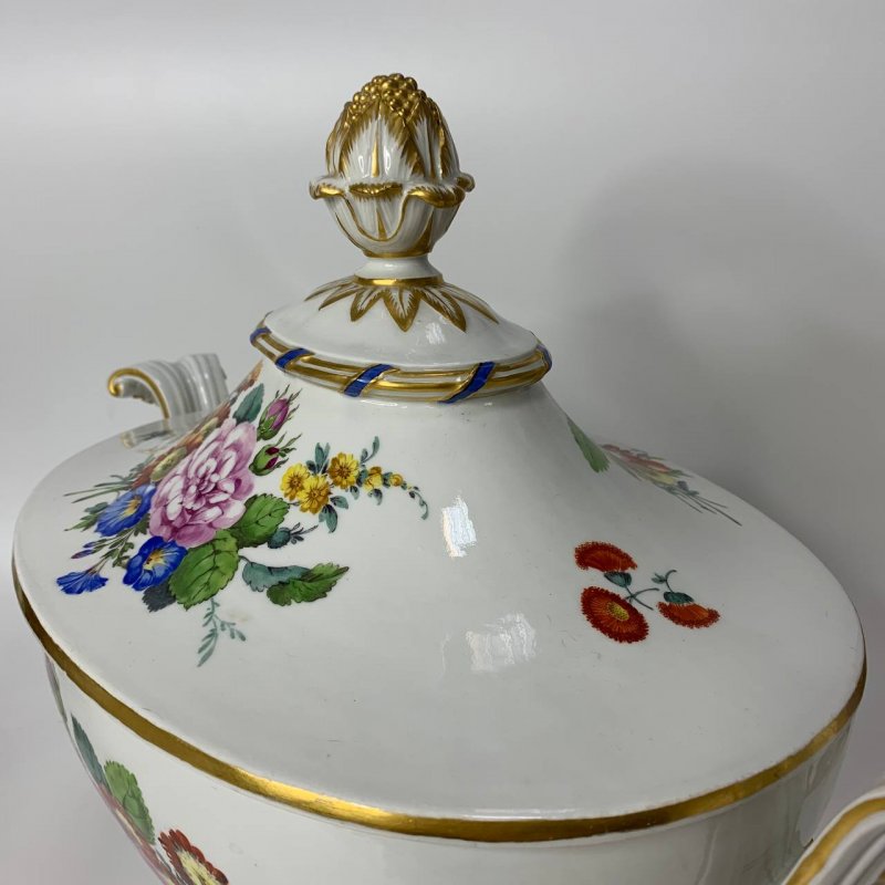 Старинная супница с цветочной росписью периода Marcolini (Марколини) (к) 
