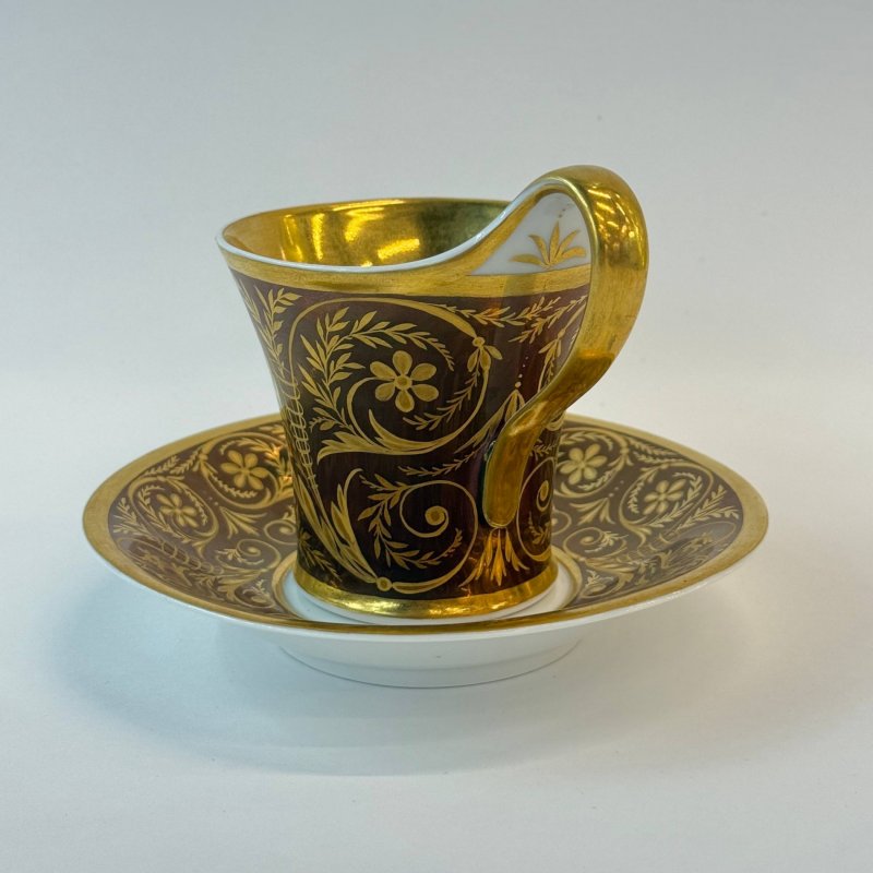  Старинная коллекционная портретная  чашка с блюдцем