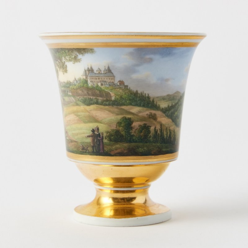 Meissen. Старинная коллекционная чашка с изображением замка Альбрехтсбург