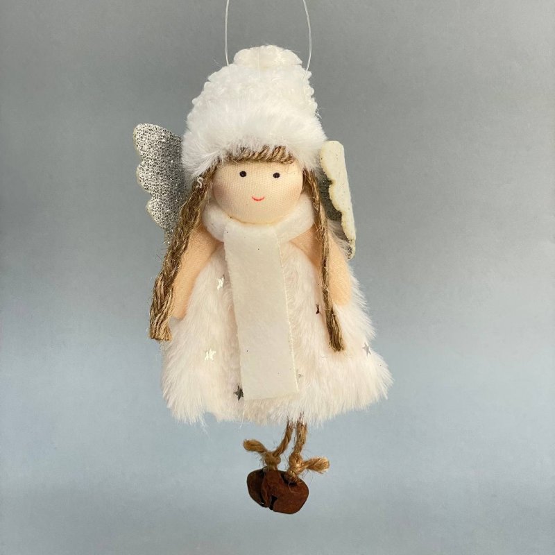 Елочная игрушка Рождественский ангел белый