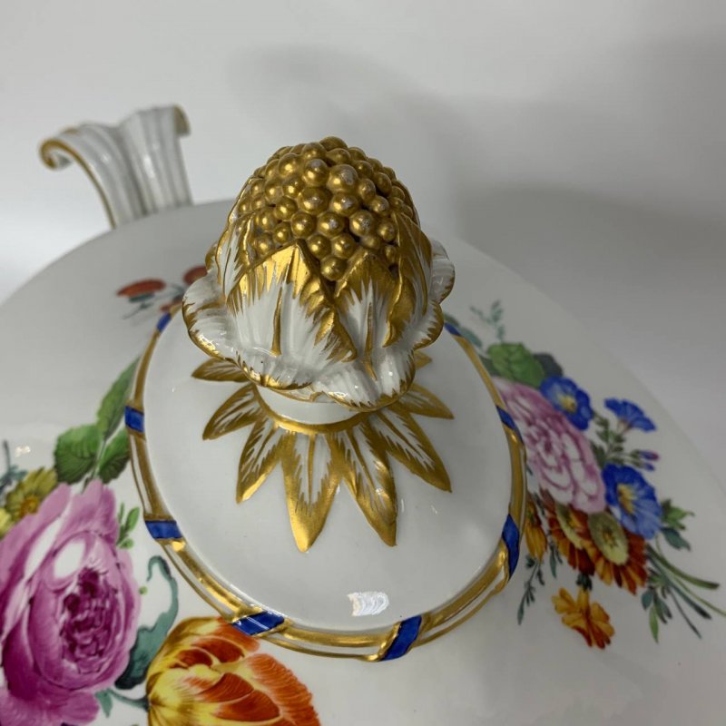 Старинная супница с цветочной росписью периода Marcolini (Марколини) (к) 