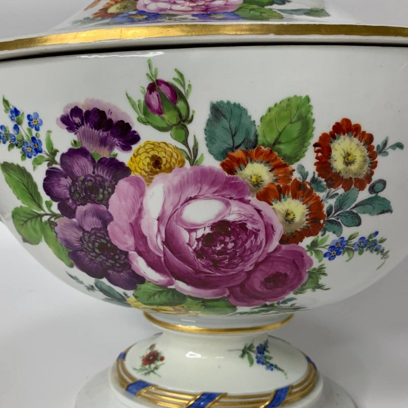 Старинная супница с цветочной росписью периода Marcolini (Марколини) (к) 