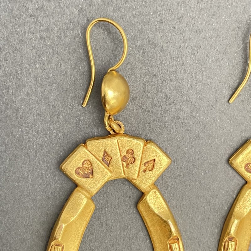 Серьги в форме подковы с изображением игральных карт Askew London 1990-2000гг, (m)