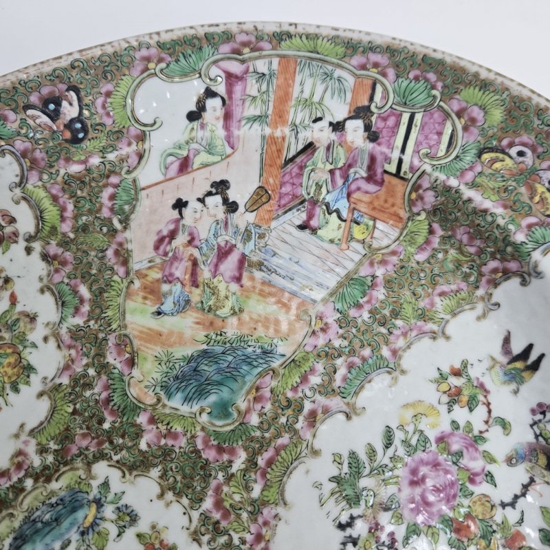 Блюдо овальное фарфор Китай розовое семейство 1830-1840 (к)