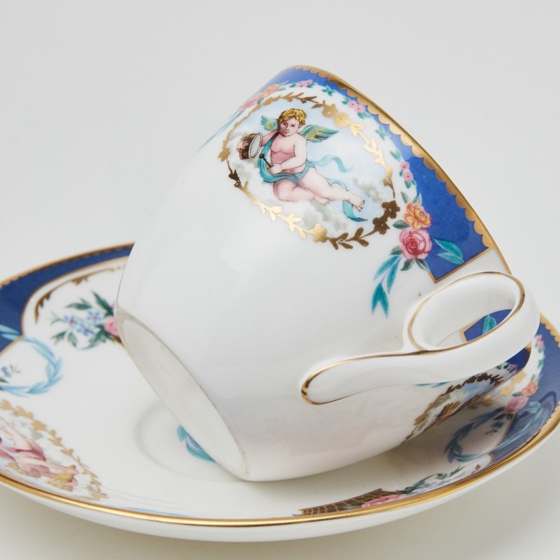 Редкая уникальная чайная пара - эталон фабрики Derby