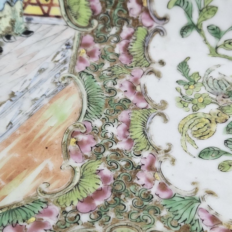 Блюдо овальное фарфор Китай розовое семейство 1830-1840 (к)