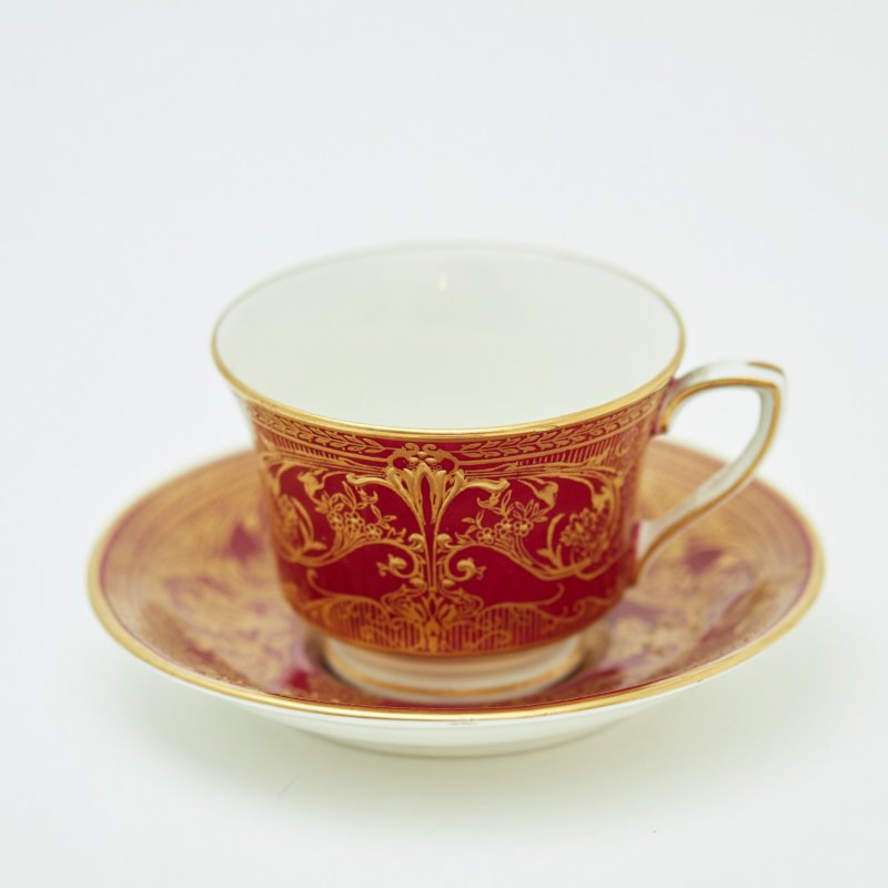 Старинная кофейная пара с позолоченным декором (д)