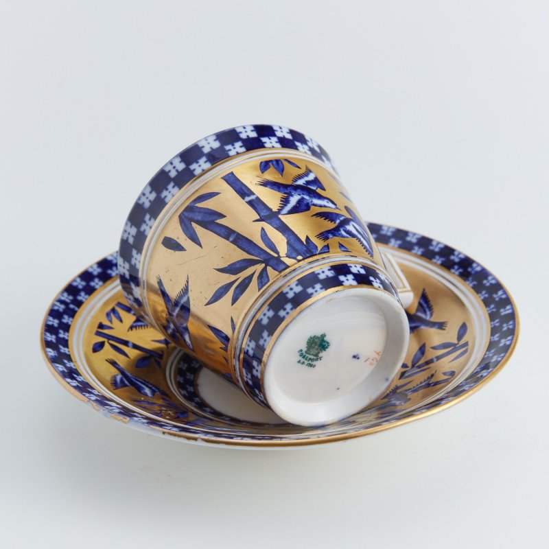 Старинная чашка с блюдцем серии Blue Birds Bamboo