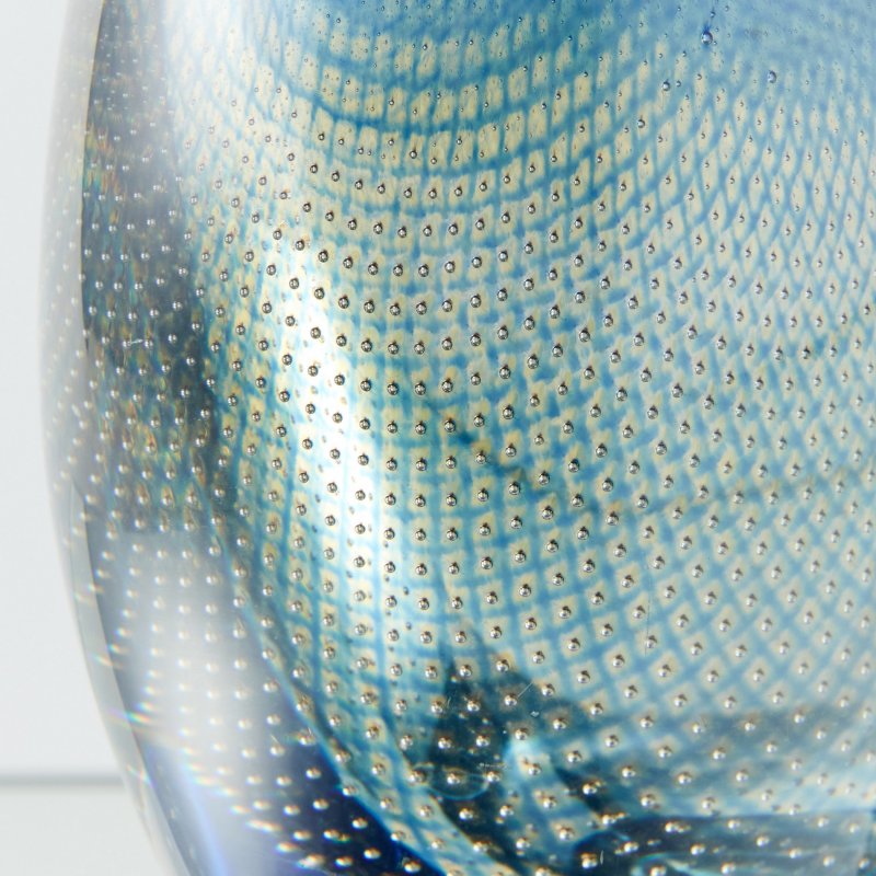 Авторская ваза ручной работы сине-зеленого стекла Kraka