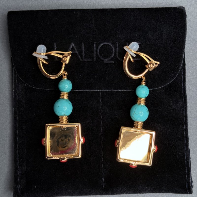 Серьги клипсы Lalique Arethuse техника золочения Gold Vermeil ручная работа Франция 2020-2025 