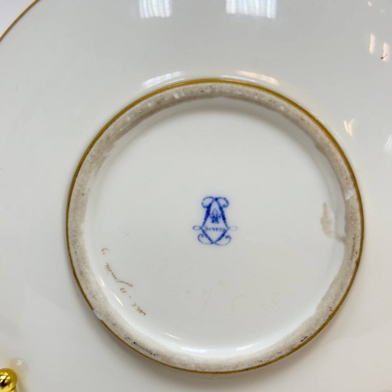 Чашка с блюдцем, фарфор, Севр, Франция,1814-1824 г, период Людовикка XVIII (к)