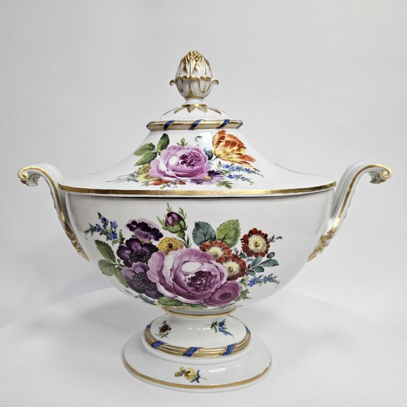 Старинная супница с цветочной росписью периода Marcolini (Марколини) (к) 