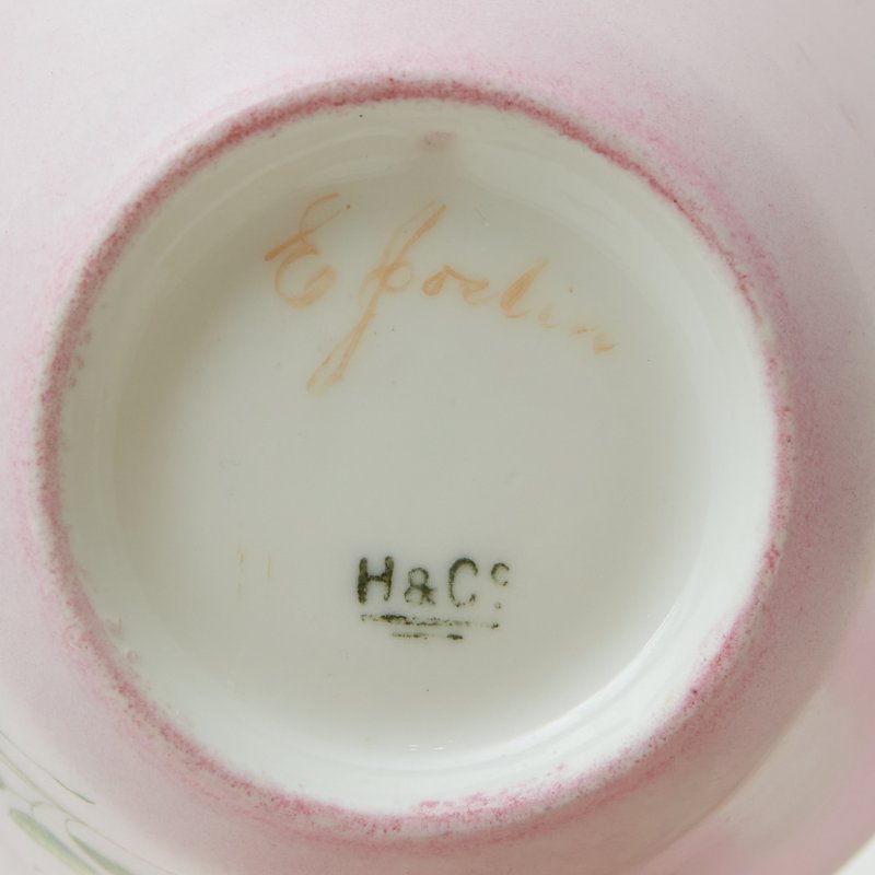 Чайное трио Haviland розовое с ручкой бабочкой