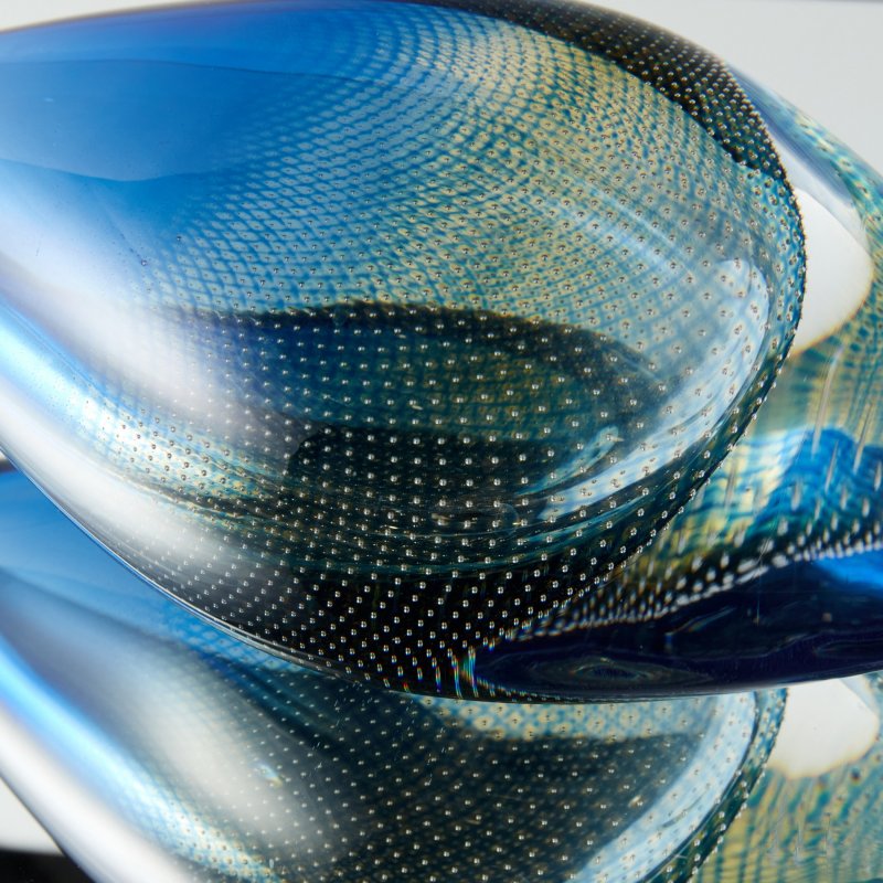 Авторская ваза ручной работы сине-зеленого стекла Kraka