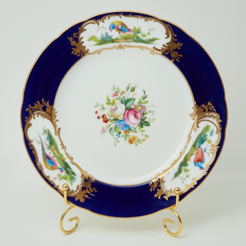 Тарелка кобальтовый борт с птицами Minton 1912-1950