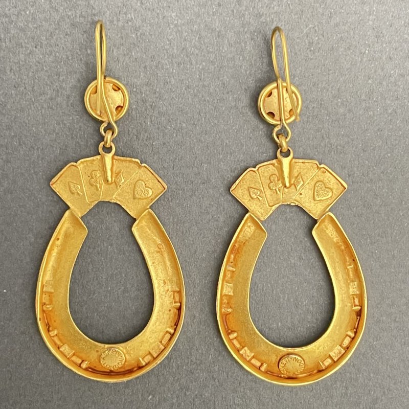 Серьги в форме подковы с изображением игральных карт Askew London 1990-2000гг, (m)