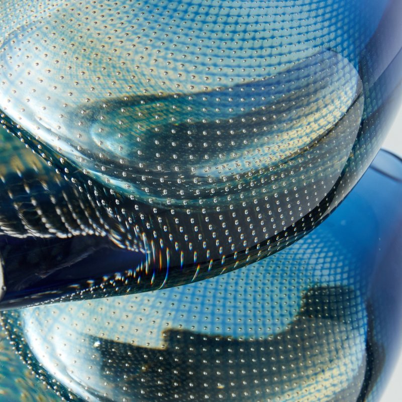 Авторская ваза ручной работы сине-зеленого стекла Kraka