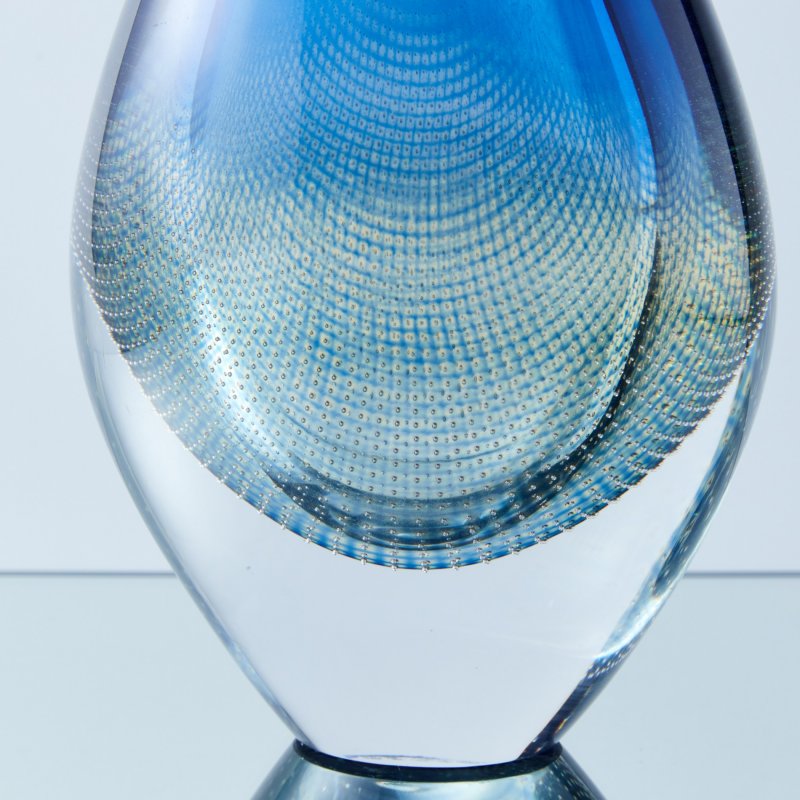 Авторская ваза ручной работы сине-зеленого стекла Kraka