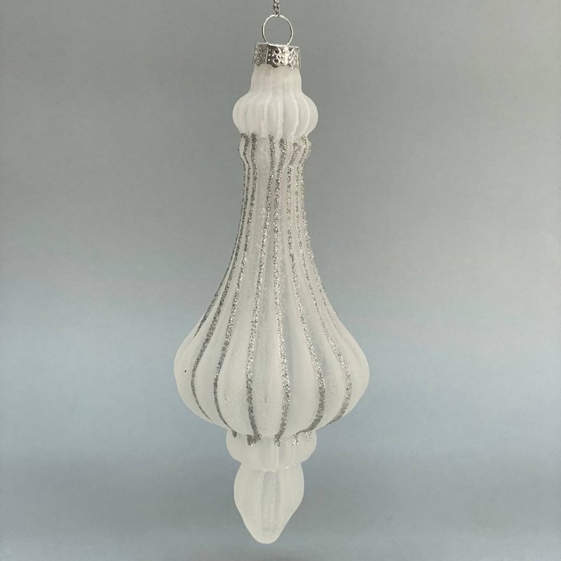 Елочная игрушка Матовый белый фонарик