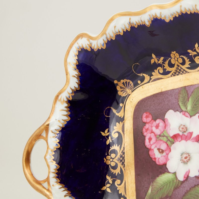 Блюдо Hicks&Maign роспись цветы Англия 1820г