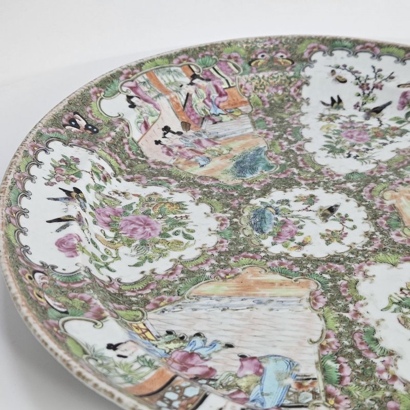 Блюдо овальное фарфор Китай розовое семейство 1830-1840 (к)