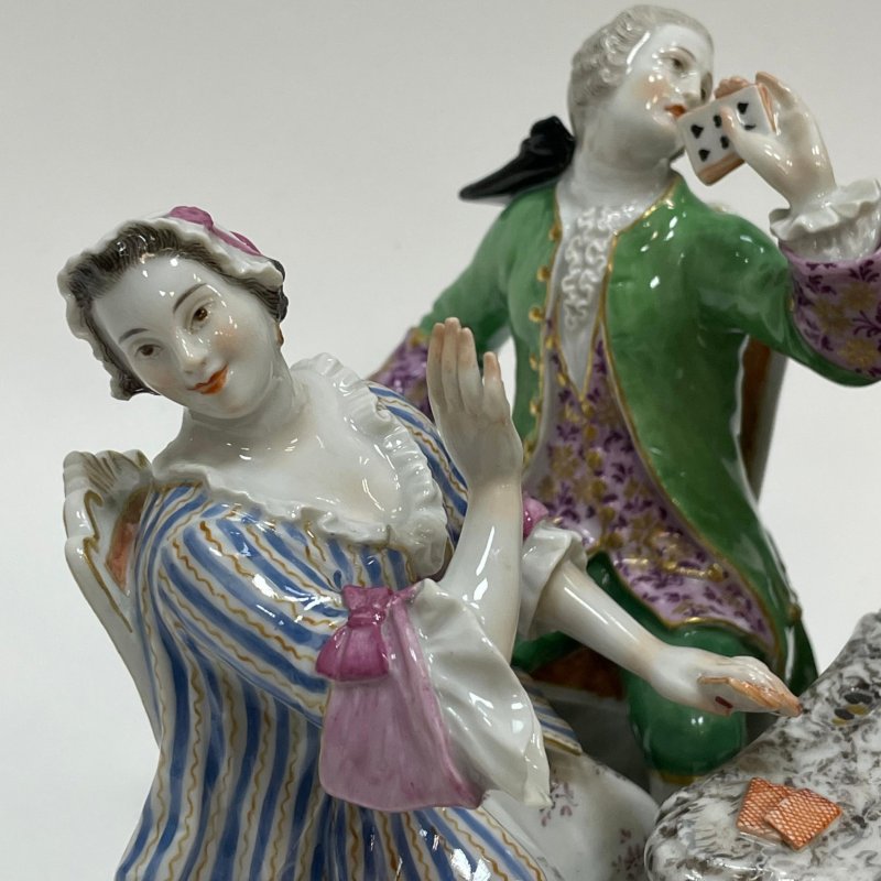 Сатирическая статуэтка Игра в карты вторая половина 19в Meissen (к)