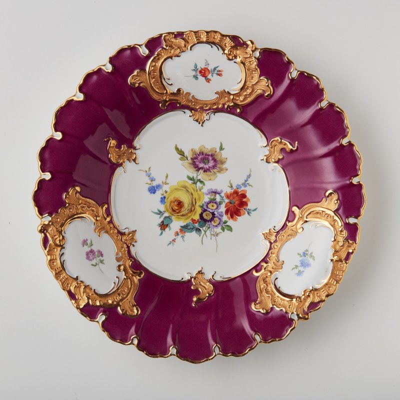 Блюдо Meissen роспись фиолетовый борт