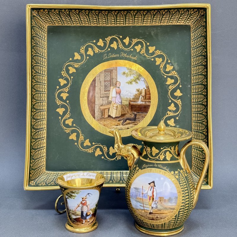 Зелёный сервиз Dagoty à Paris Франция 1800-1810 гг (к)