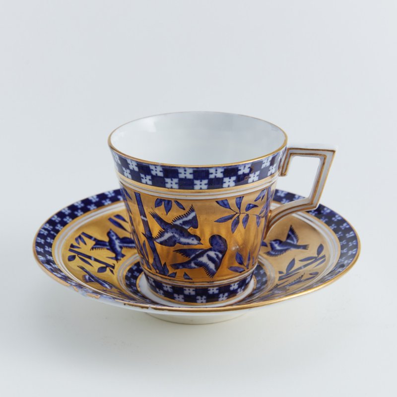 Старинная чашка с блюдцем серии Blue Birds Bamboo