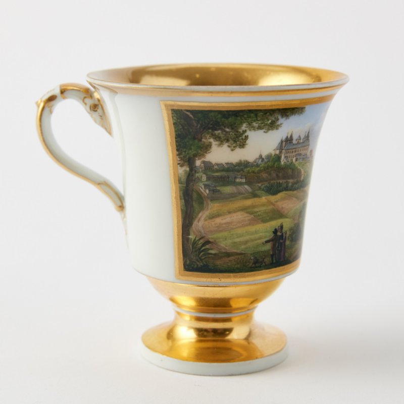 Meissen. Старинная коллекционная чашка с изображением замка Альбрехтсбург