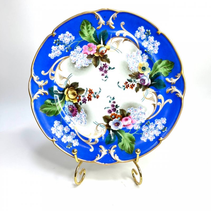 Тарелка завод А. Г. Попова синий борт 1850-70г