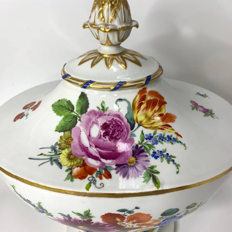 Старинная супница с цветочной росписью периода Marcolini (Марколини) (к) 