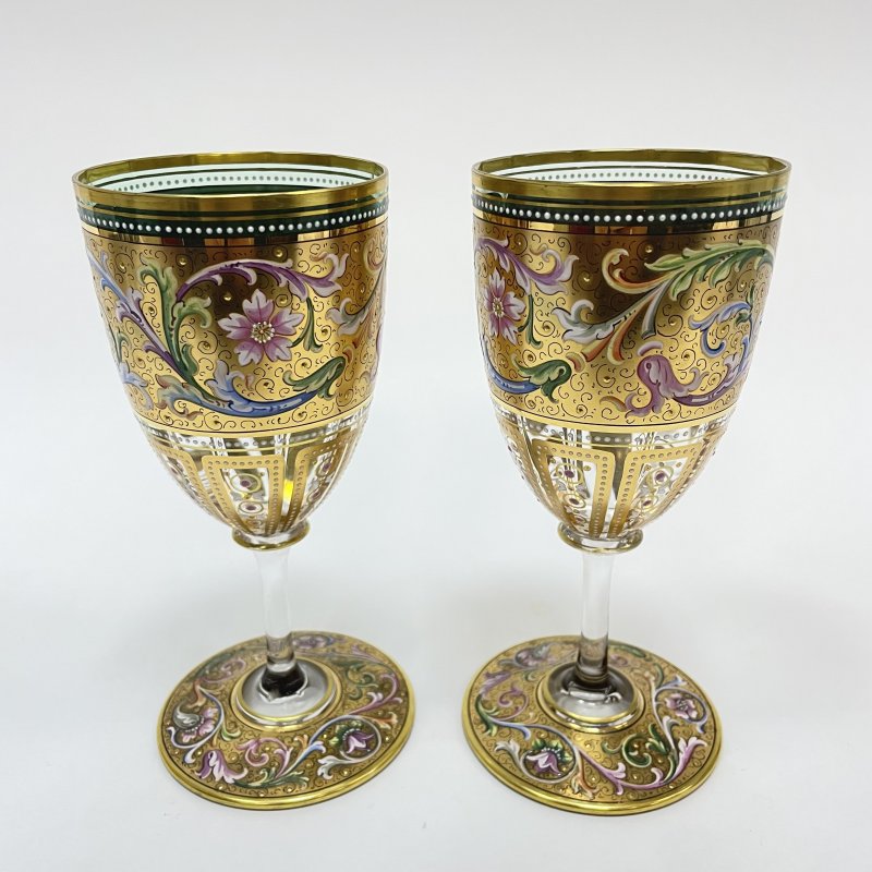Прекрасная пара бокалов Moser 1900 гг Чехия