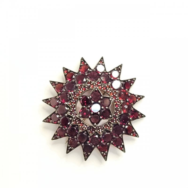 Брошка Звездочка гранаты 19 век