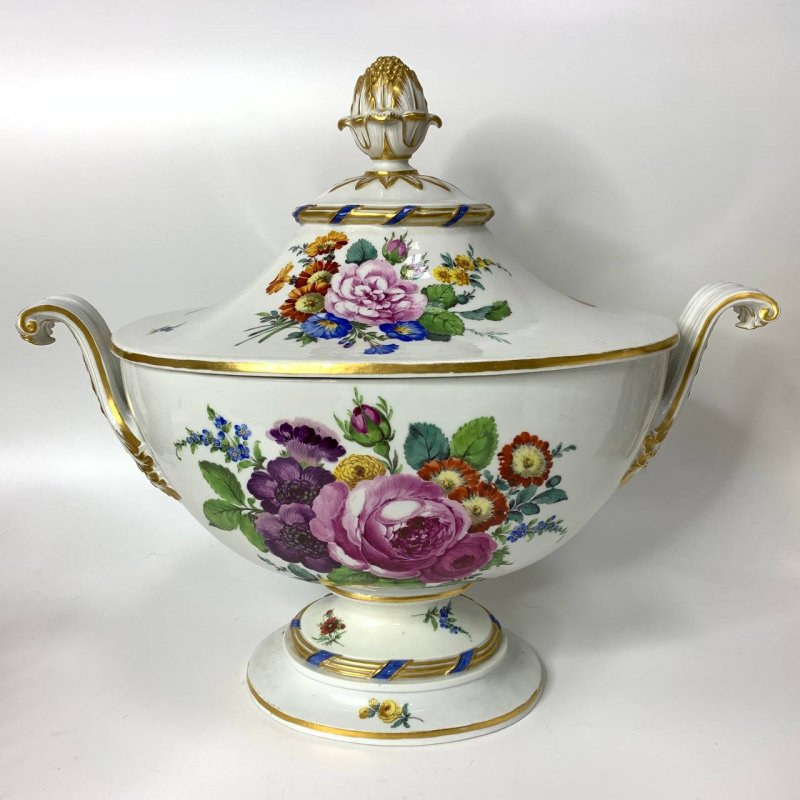 Старинная супница с цветочной росписью периода Marcolini (Марколини) (к) 