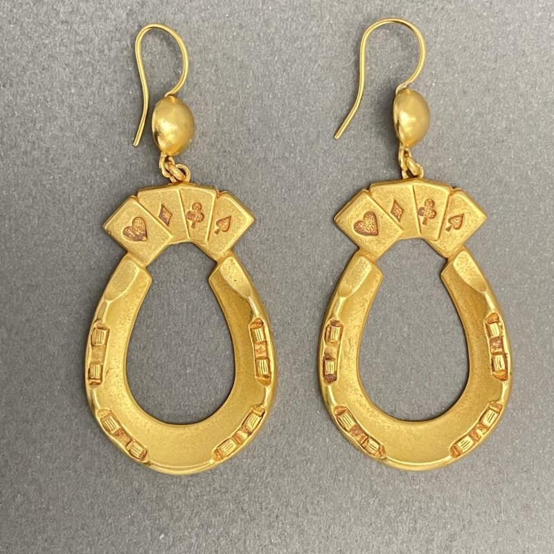 Серьги в форме подковы с изображением игральных карт Askew London 1990-2000гг, (m)