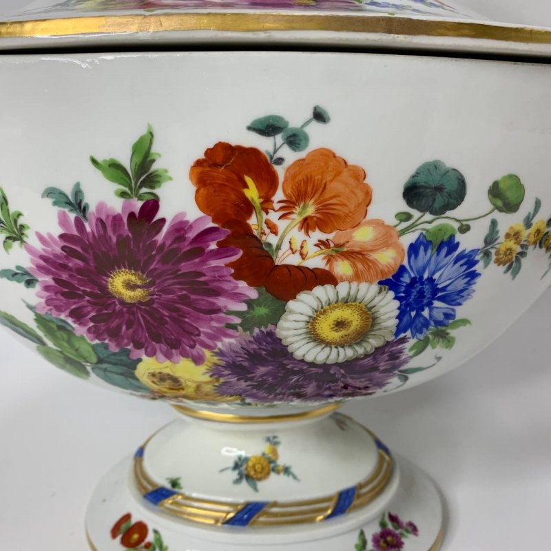 Старинная супница с цветочной росписью периода Marcolini (Марколини) (к) 