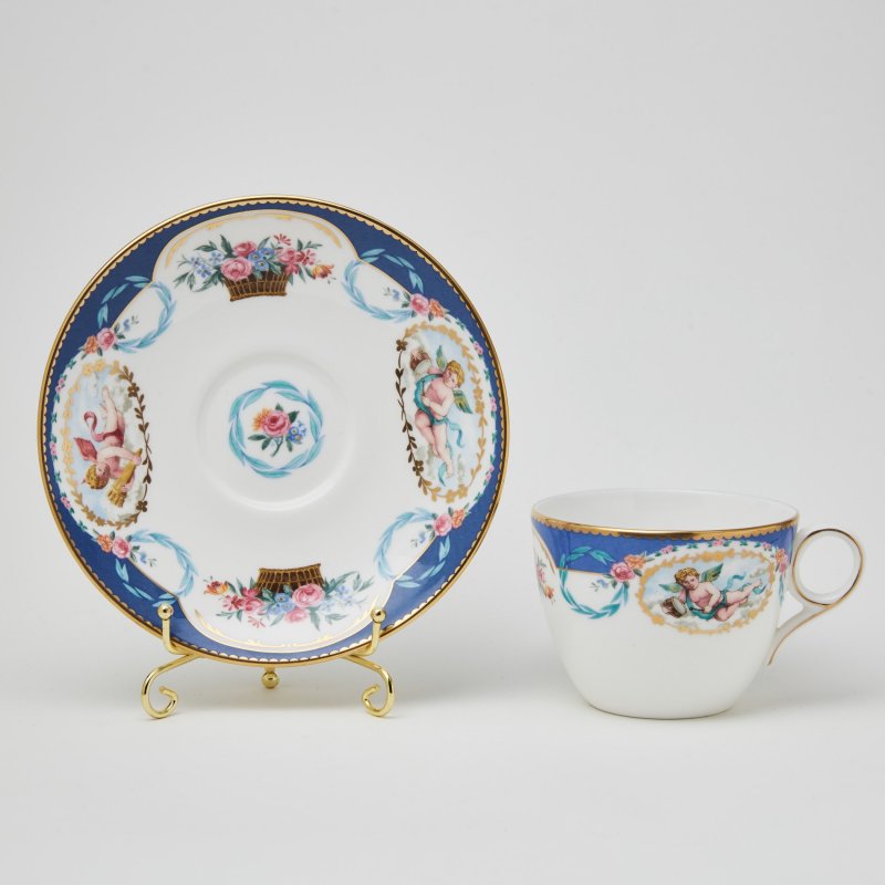 Редкая уникальная чайная пара - эталон фабрики Derby