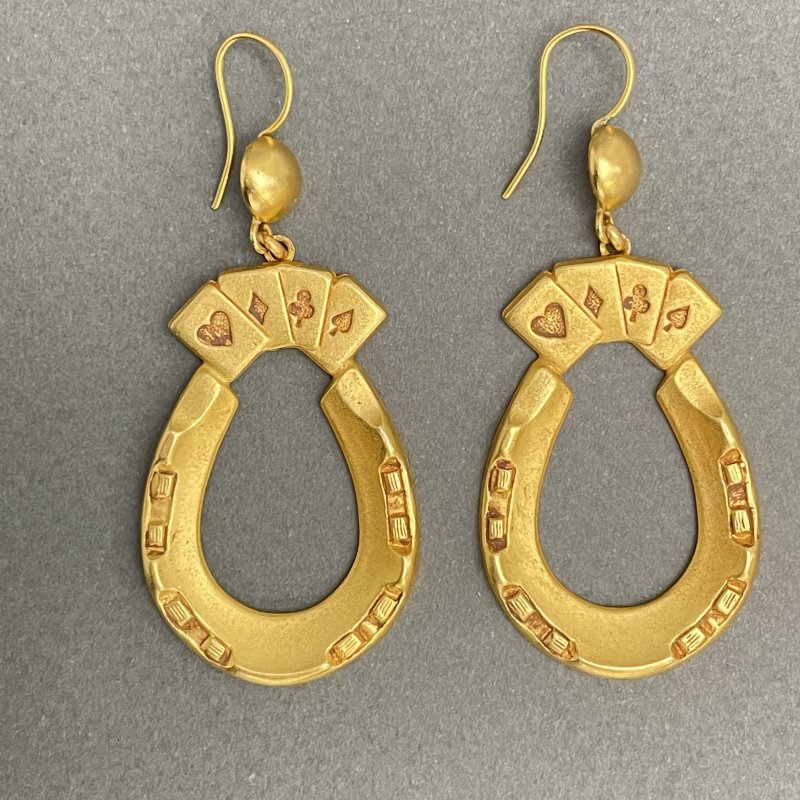 Серьги в форме подковы с изображением игральных карт Askew London 1990-2000гг, (m)