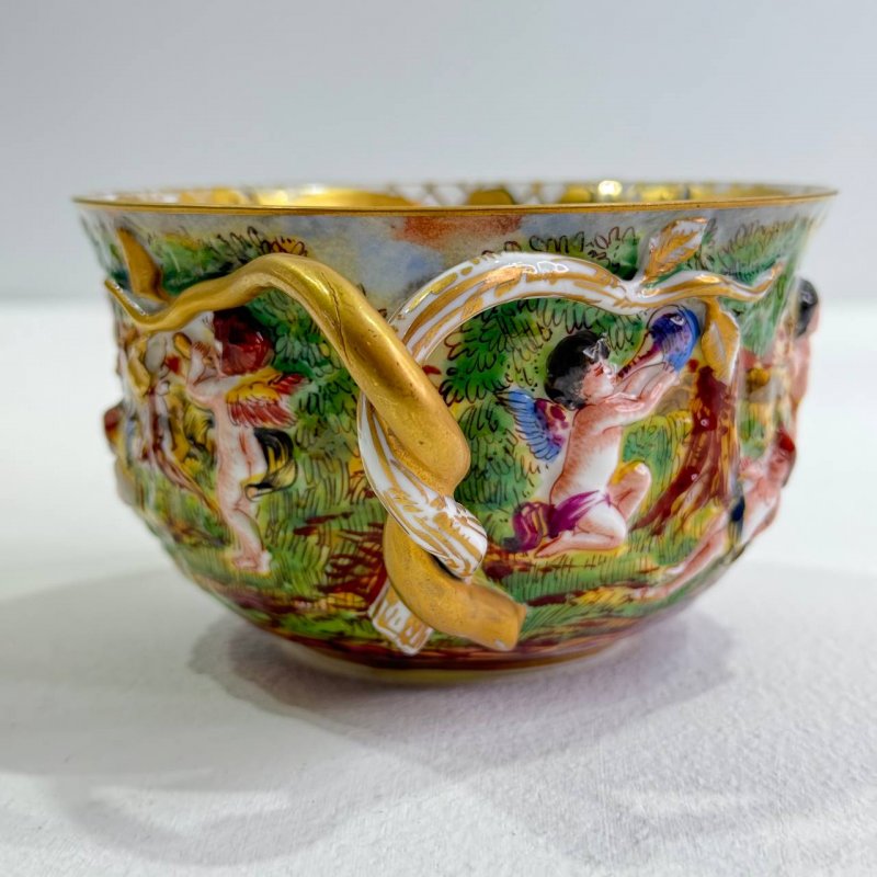 Большая чашка с блюдцем для чая в стиле Каподимонте (Д)