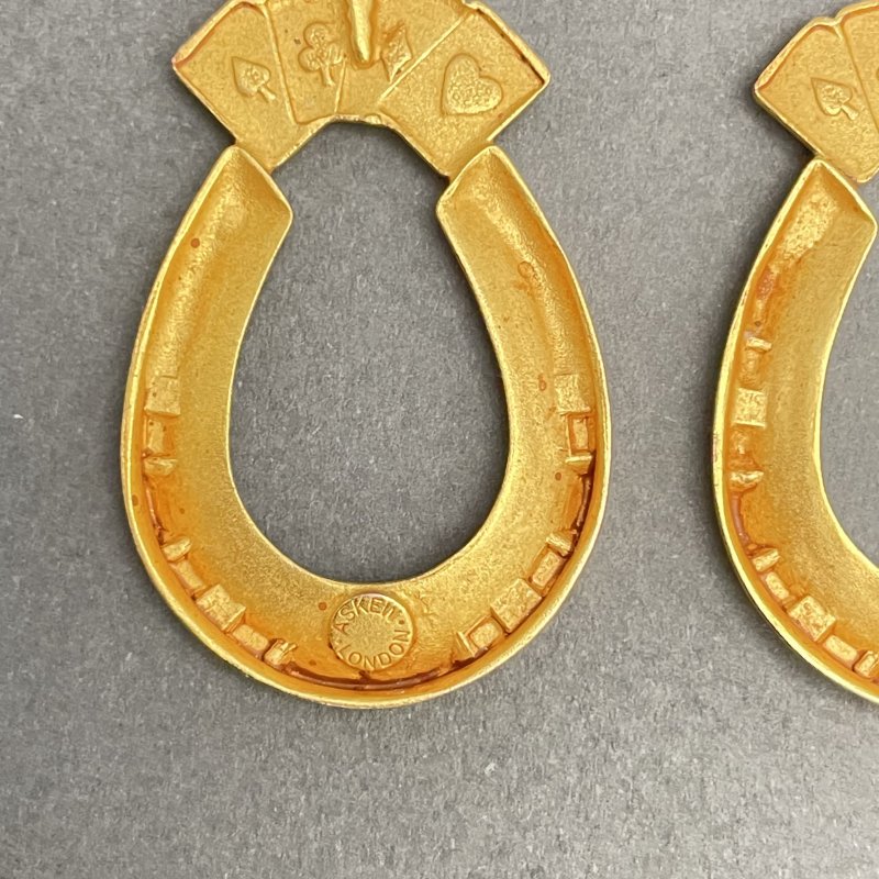 Серьги в форме подковы с изображением игральных карт Askew London 1990-2000гг, (m)