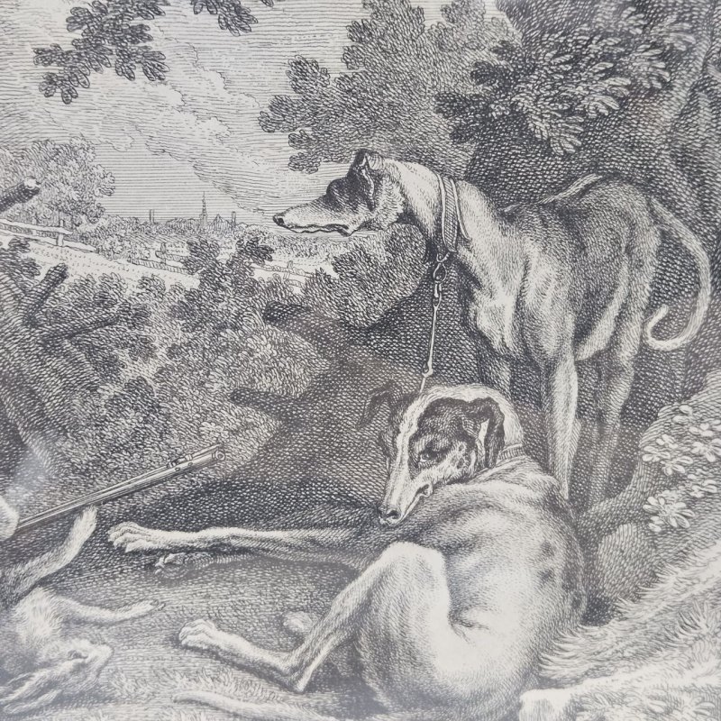 Гравюра, Сцена охоты середина 18в автор Ridinger (к)
