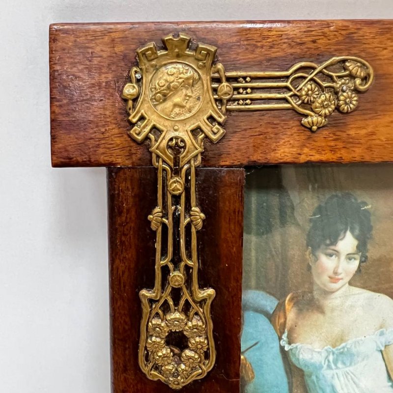 Рамка 1900 гг дерево накладка из латуни (к)